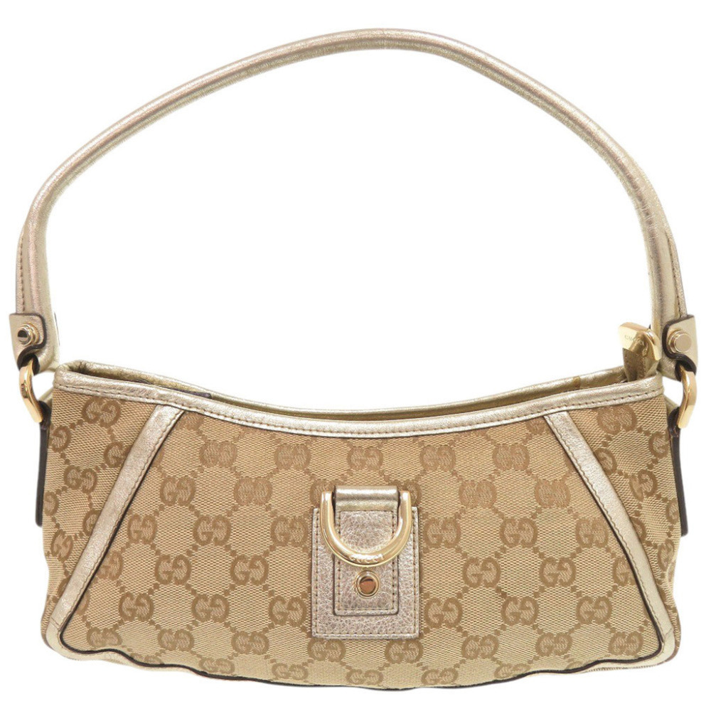 Gucci Abbey GG Canvas Leather 130939 Beige Gold One-Shoulder Bag 1059GUCCI